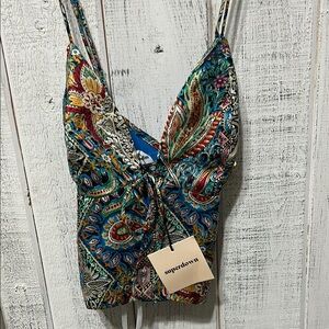 Superdown Isla Top- Blue Paisley